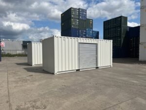 20ft Custom Shipping Container – Roller Shutter RAL 7035 Respray